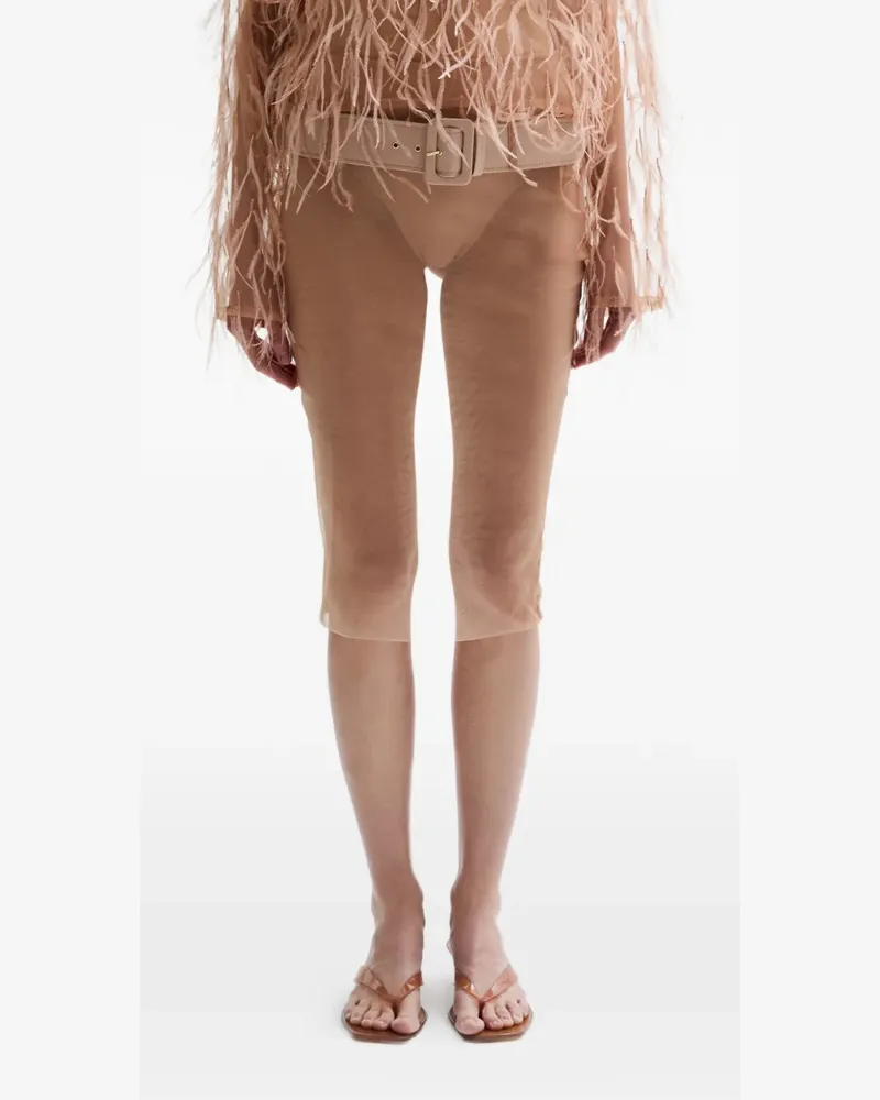 ATU Body Couture Veil feathered midi skirt - Nude Nude
