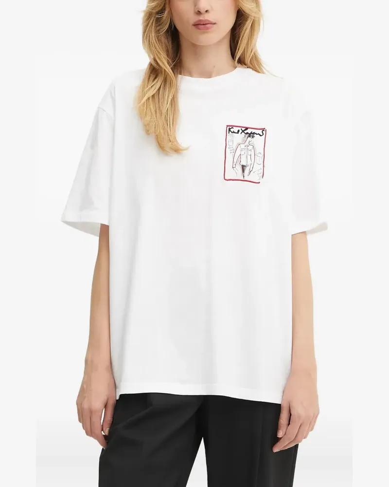 Karl Lagerfeld T-Shirt mit Zeichnungs-Print - Weiß Weiß