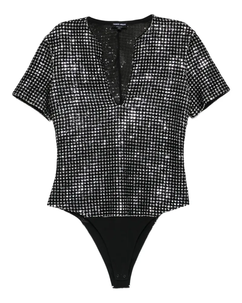 Giorgio Armani sequin-embellished v-neck bodysuit - Silber Silber