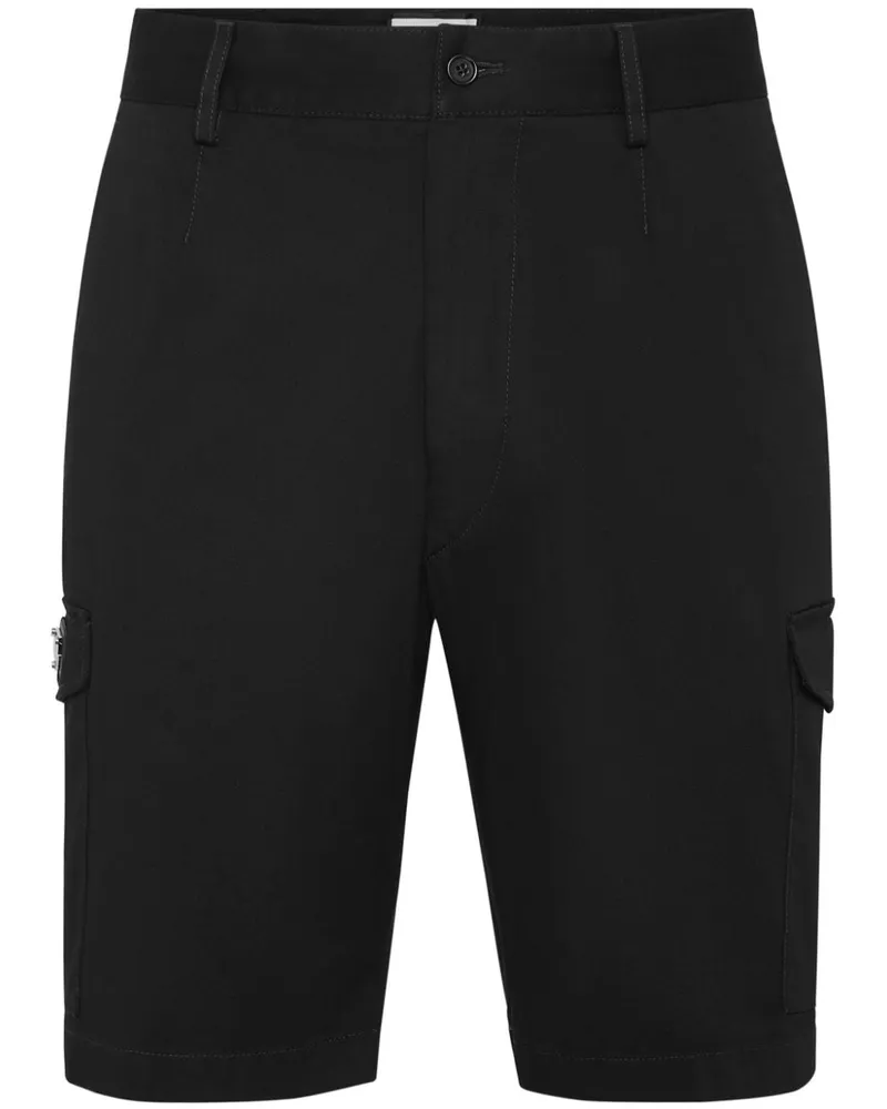 Philipp Plein Cargo-Shorts mit Logo-Schild - Schwarz Schwarz