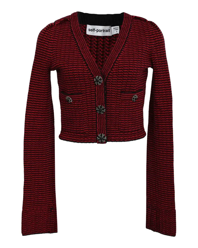 Self-Portrait Cropped-Pullover mit V-Ausschnitt - Rot Rot
