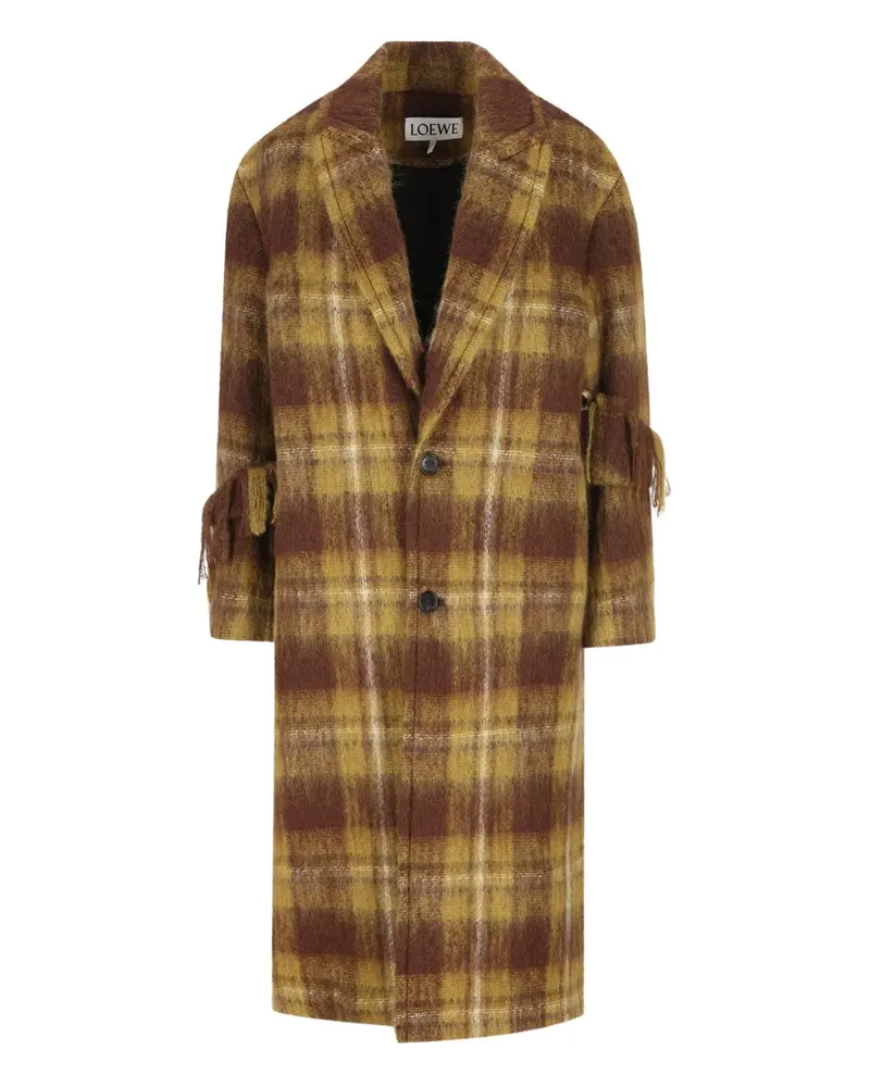 Loewe plaid fringed coat - Braun Braun