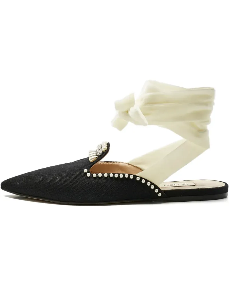 ATTICO embellished canvas mules - Schwarz Schwarz