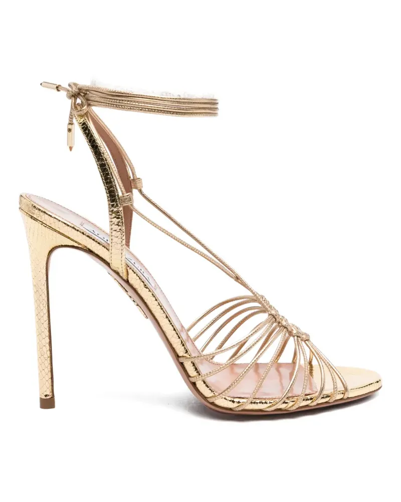 Aquazzura Ritmo tied leather ritmo sandal - Gold Gold