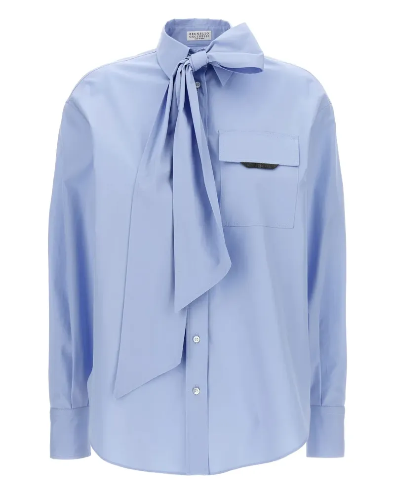 Brunello Cucinelli Hemd mit Monili-Kette - Blau Blau