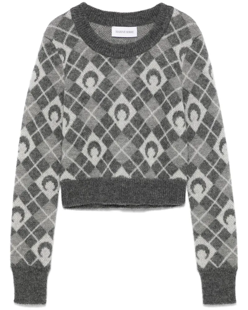 Marine Serre Moon Pullover in Argyle-Strick - Grau Grau
