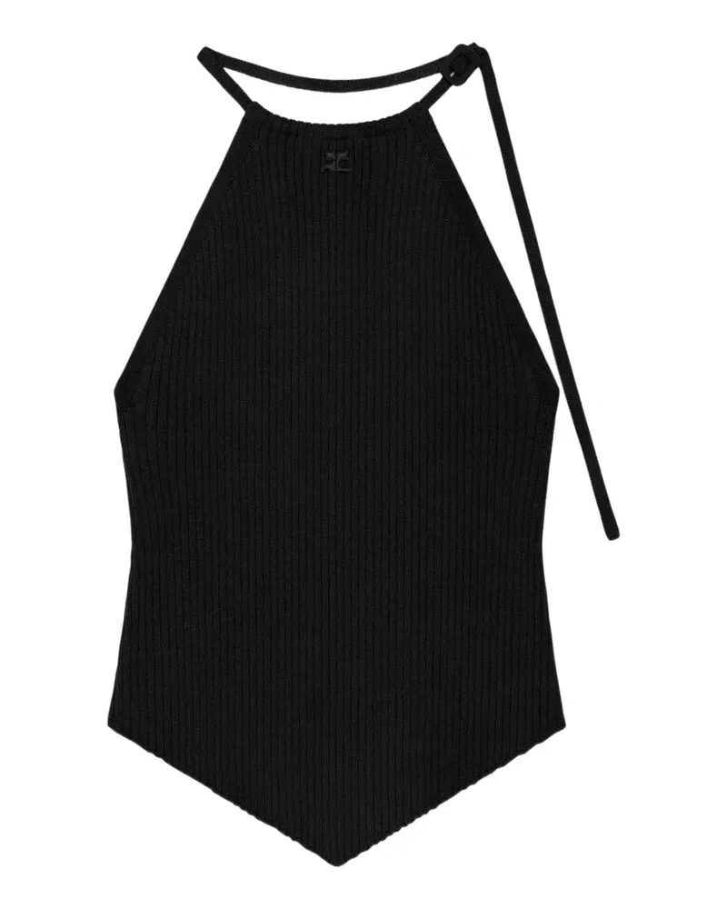 Courrèges Geripptes Oberteil - Schwarz Schwarz