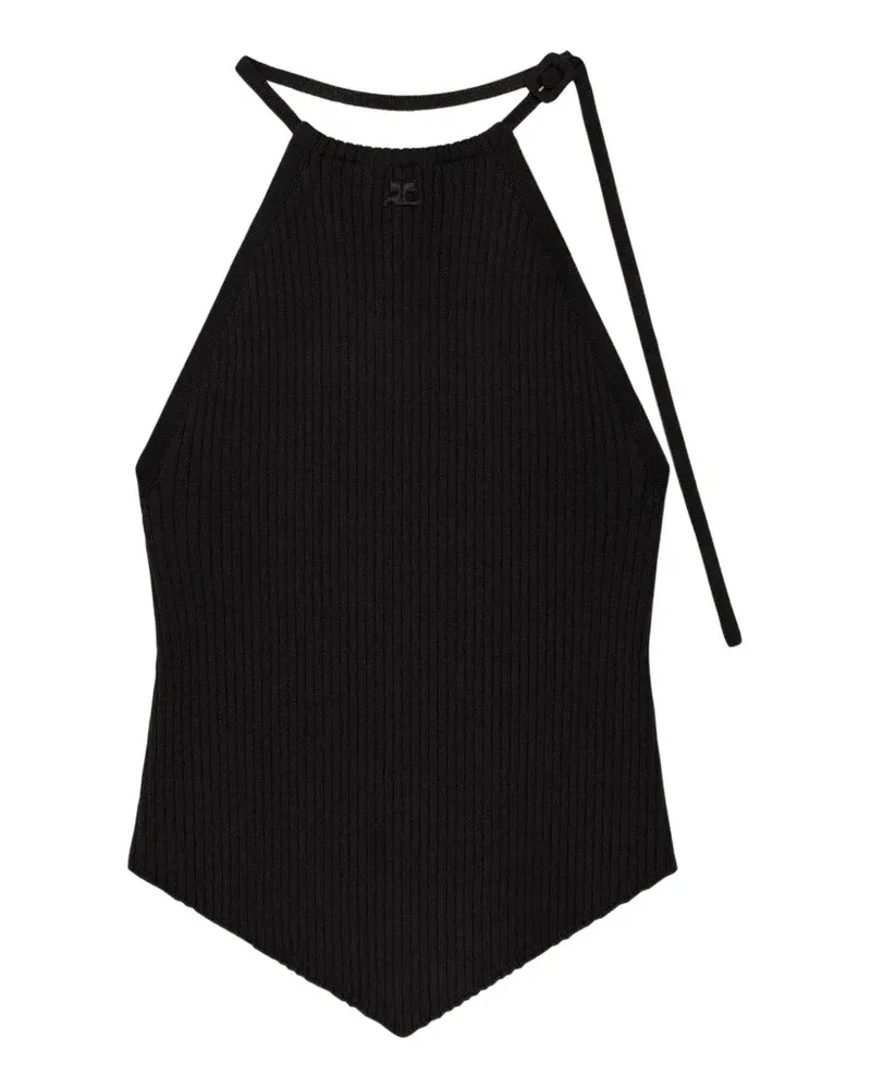 Courrèges Geripptes Oberteil - Schwarz Schwarz