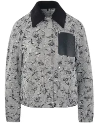 Ports 1961 Jacquard-Jeansjacke mit Blumen-Print Weiß