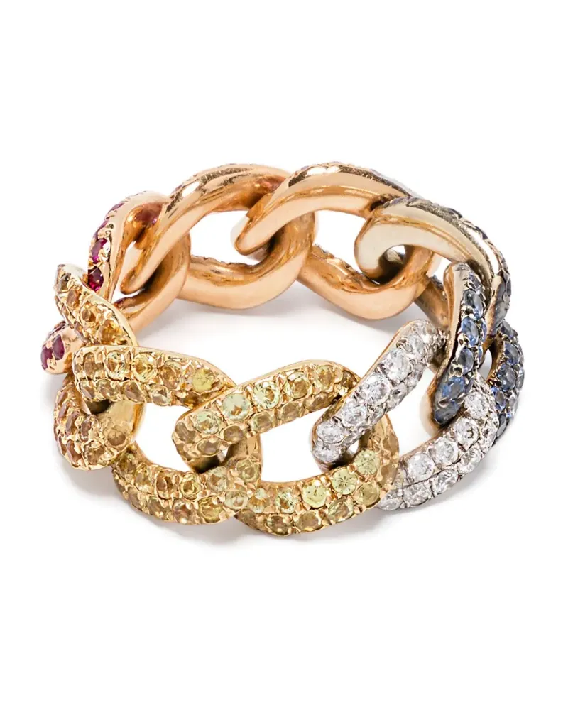 SHAY 18kt Rainbow Pave Essential Link Gelbgoldring Gold