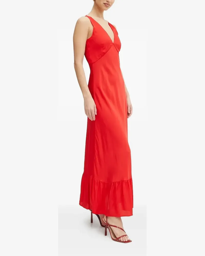 Twin-Set Gerüschtes Maxikleid mit tiefem Ausschnitt - Rot Rot