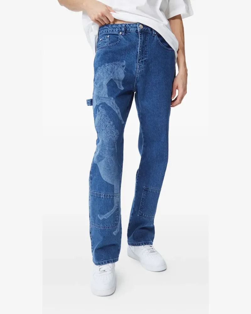 Les Benjamins horse-print jeans - Blau Blau