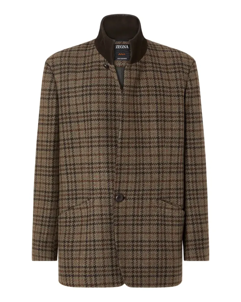 Ermenegildo Zegna Oasi Jacke aus Kaschmir in Dunkelolivgrün und Braun Braun