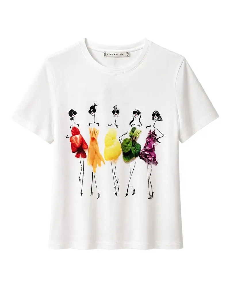 Alice + Olivia T-Shirt mit grafischem Print - Weiß Weiß