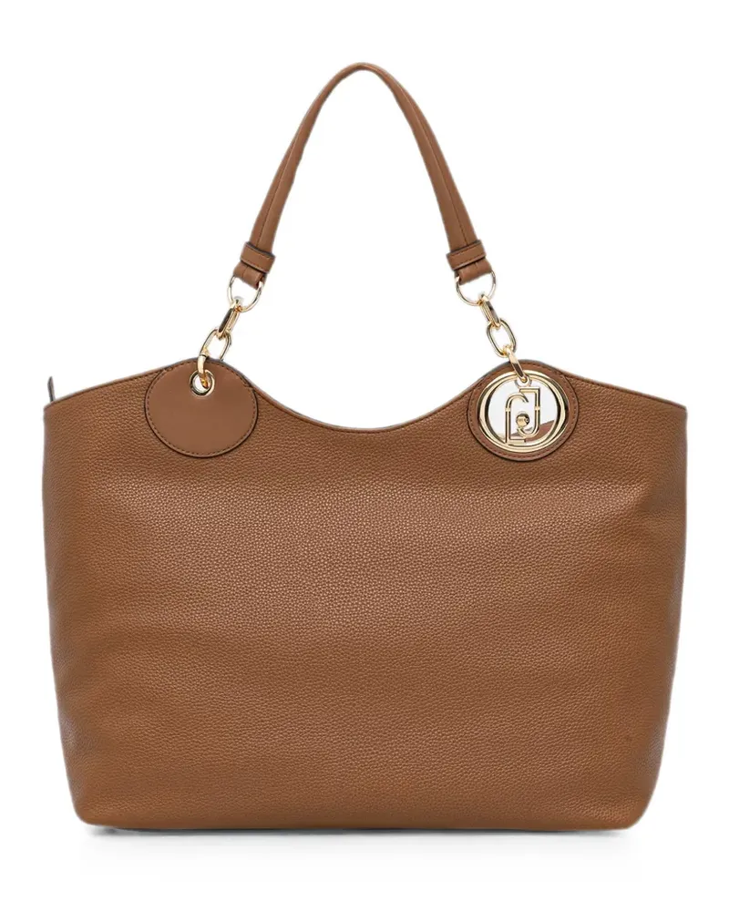 Liu Jo logo-plaque pebbled-effect tote bag - Braun Braun
