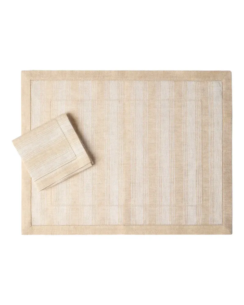 Brunello Cucinelli Gestreiftes Tisch- und Servietten-Set - Nude Nude