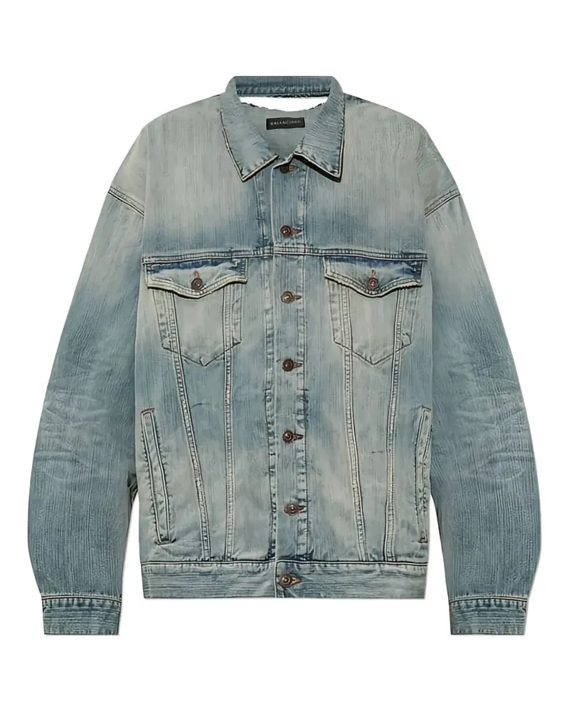 Balenciaga distressed detail denim jacket - Blau Blau