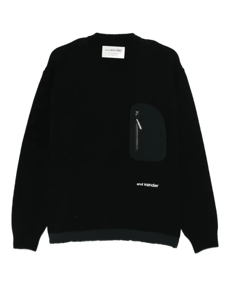 and wander zip-pocket sweater - Schwarz Schwarz