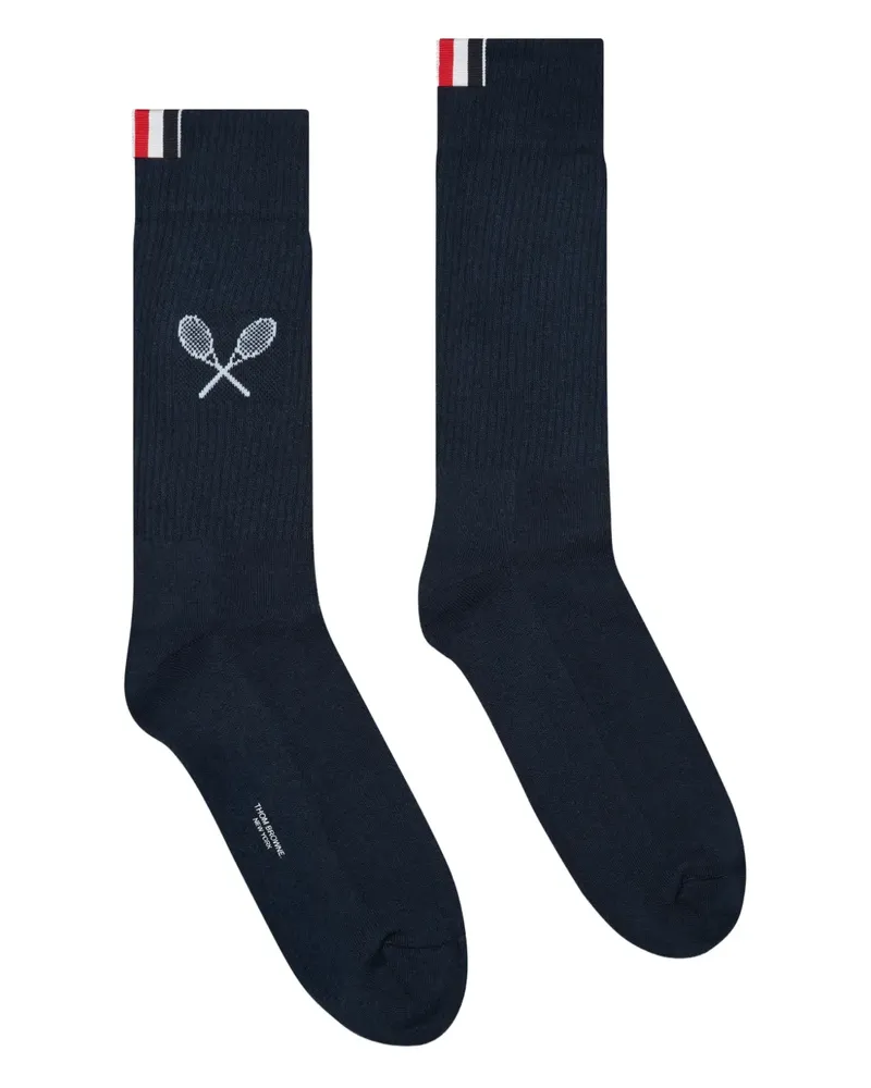 Thom Browne Gerippte Socken mit doppeltem Schläger - Blau Blau