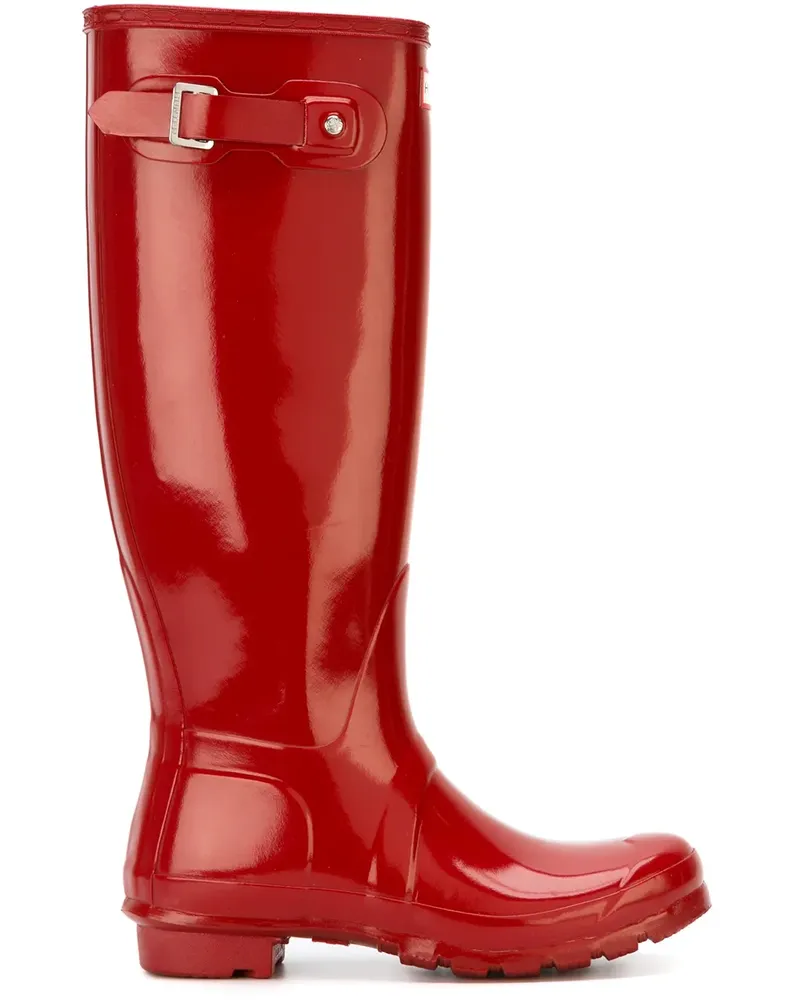 Hunter Glänzende Gummistiefel - Rot Rot