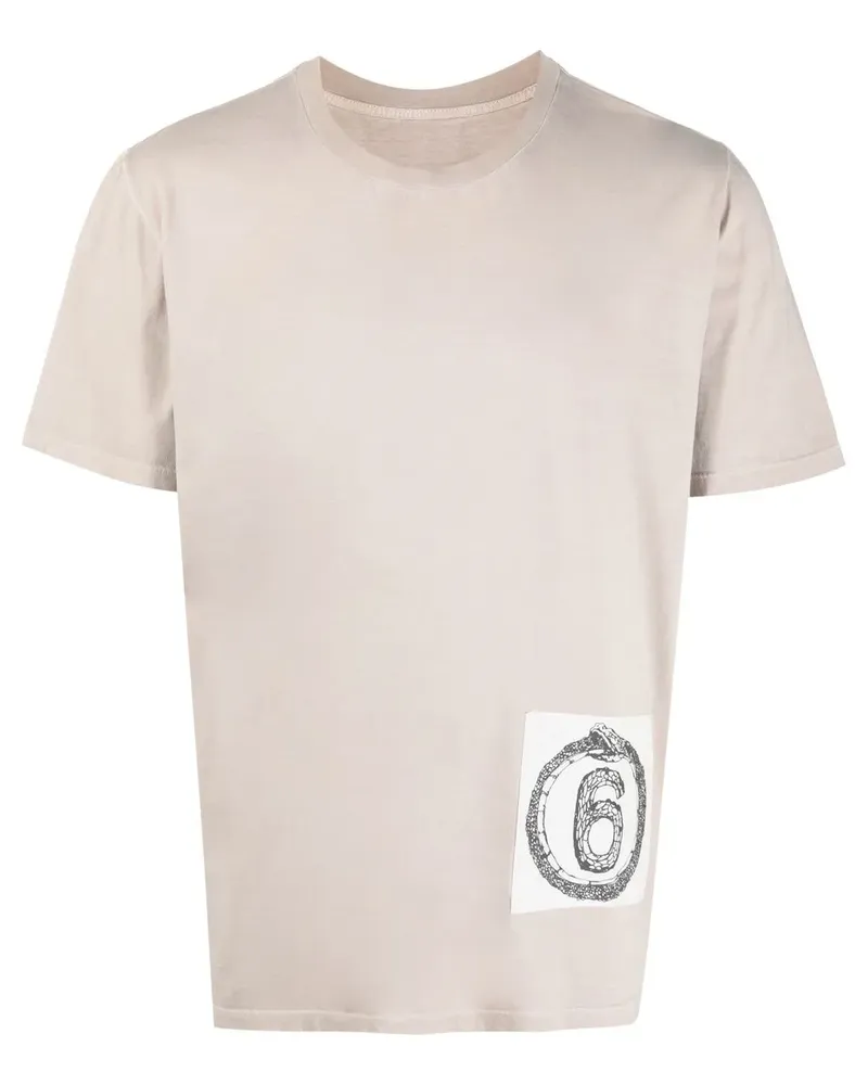 Maison Margiela T-Shirt mit Logo-Patch - Nude Nude