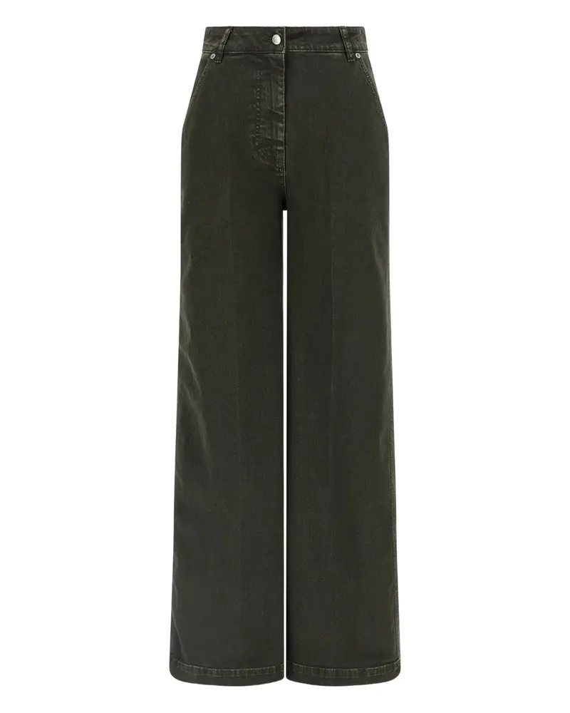 NUDE Wide-Leg-Jeans mit Knitteroptik - Schwarz Schwarz