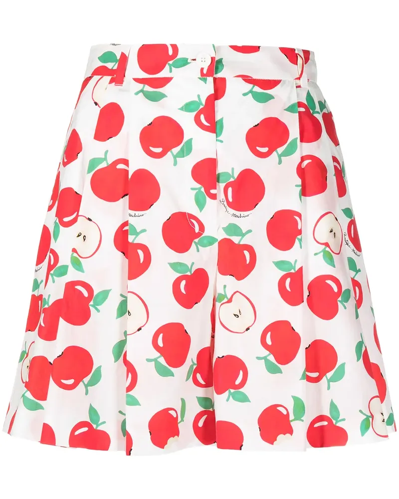 Moschino Bundfaltenshorts mit Print - Weiß Weiß