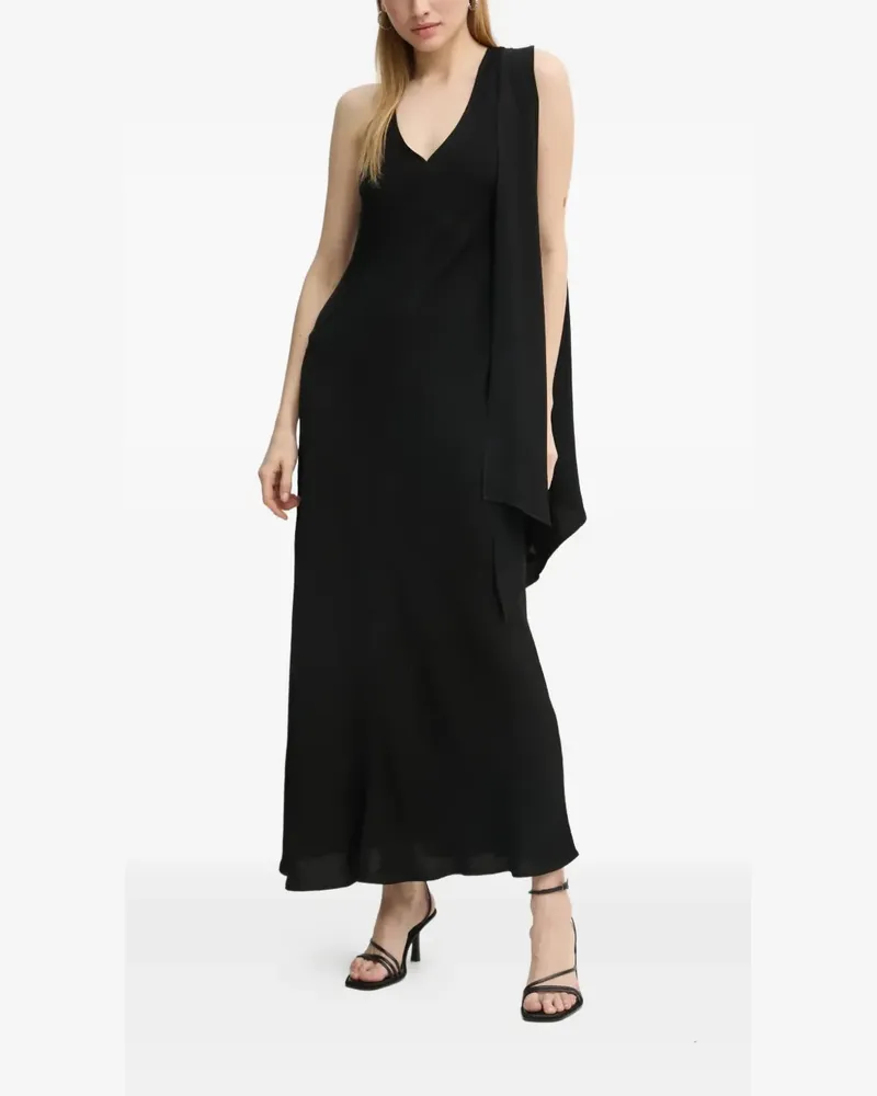 Day Birger et Mikkelsen Midikleid mit V-Ausschnitt - Schwarz Schwarz