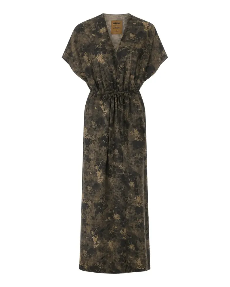 Uma Wang floral-print drawstring dress - Braun Braun