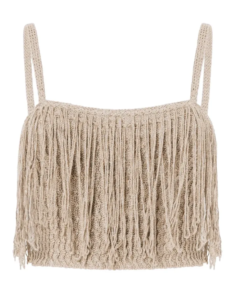 Pinko fringe-detail top - Nude Nude