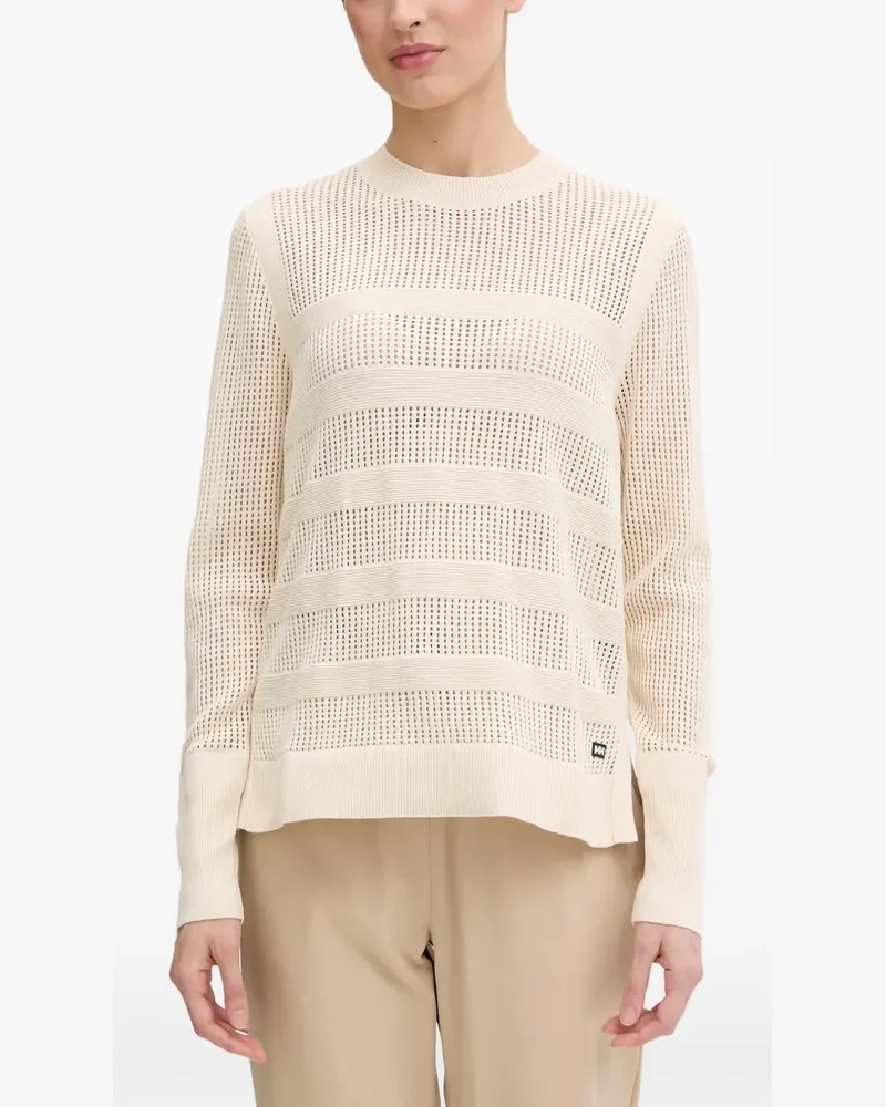 Helly Hansen Gestreifter Portofino Pullover in Lochstrick - Nude Nude