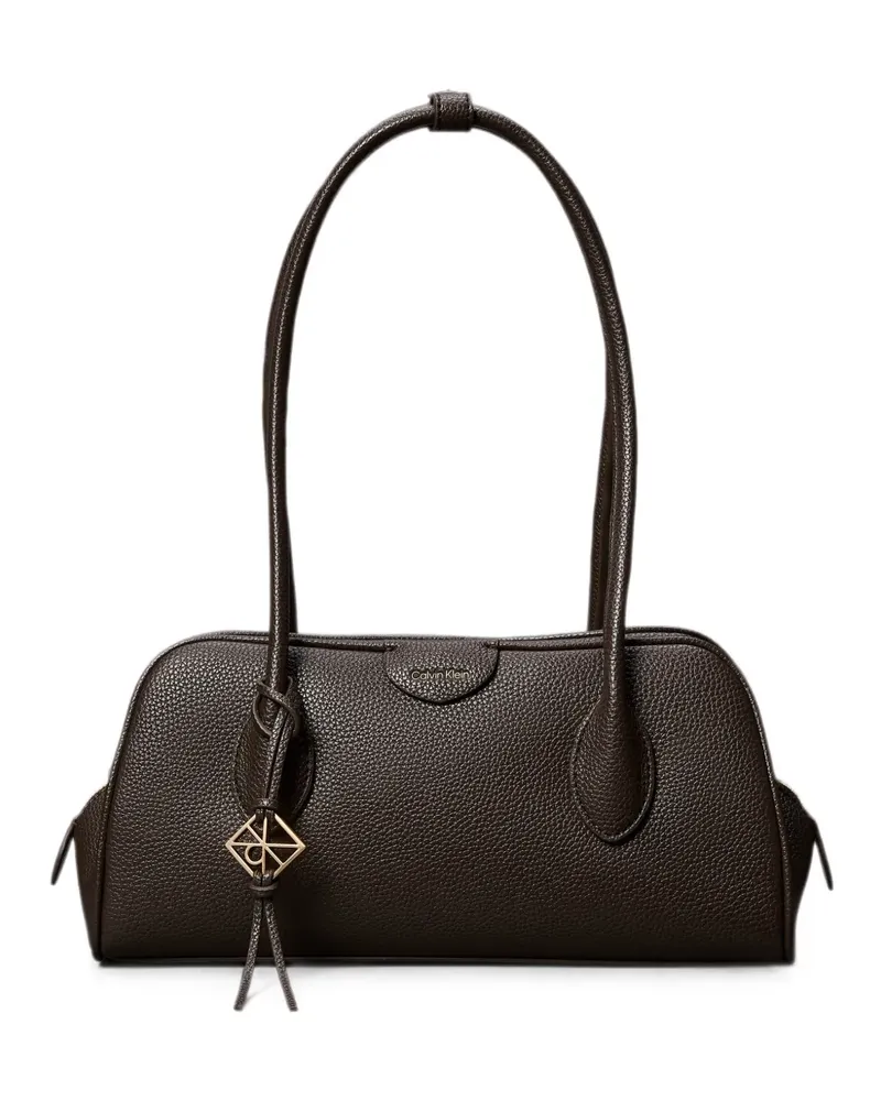 Calvin Klein grained-leather logo-charm shoulder bag - Braun Braun