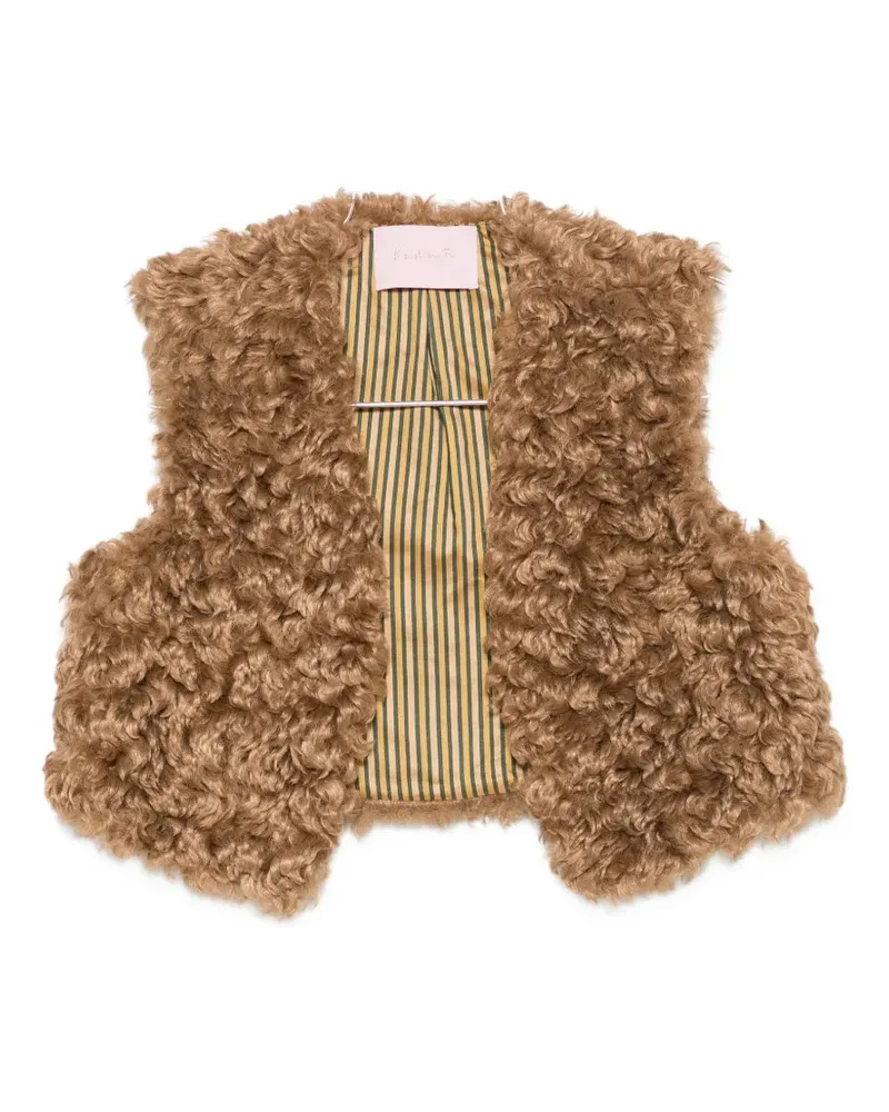 Kristina Ti faux-fur cropped gilet - Nude Nude