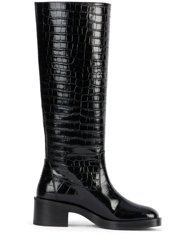 Stuart Weitzman Stiefel mit Kroko-Optik - Schwarz Schwarz