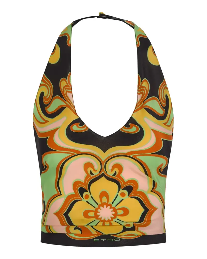Etro floral-print halterneck top - Schwarz Schwarz