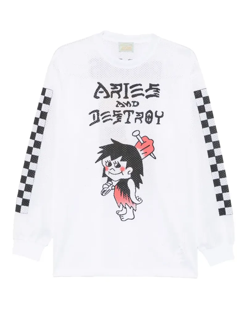 Aries Airtex T-Shirt mit grafischem Print - Weiß Weiß