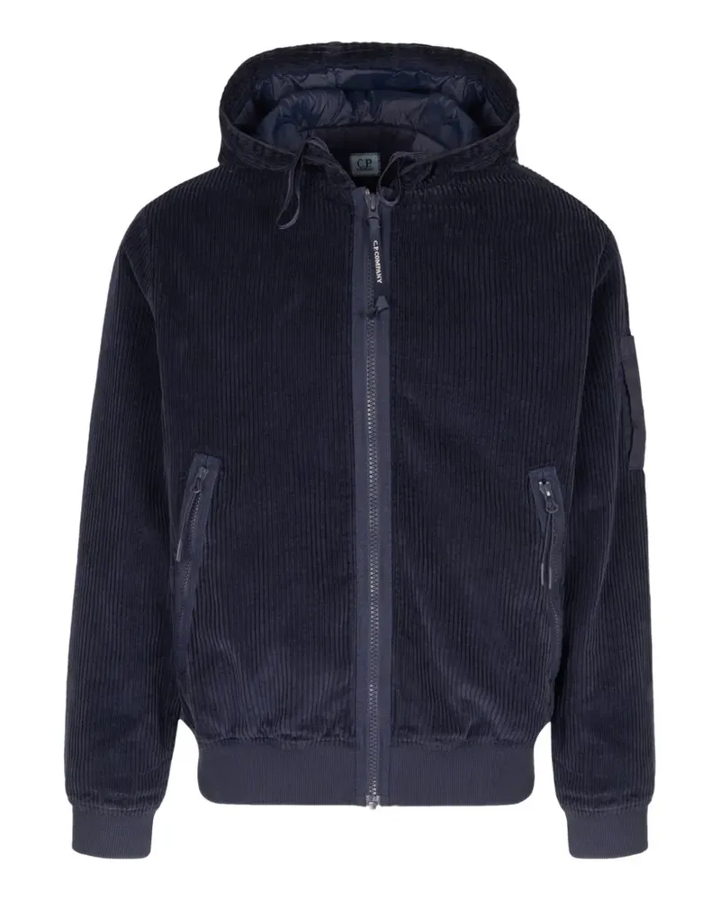 C.P. Company 350 corduroy hooded lens padded sweatshirt - Blau Blau