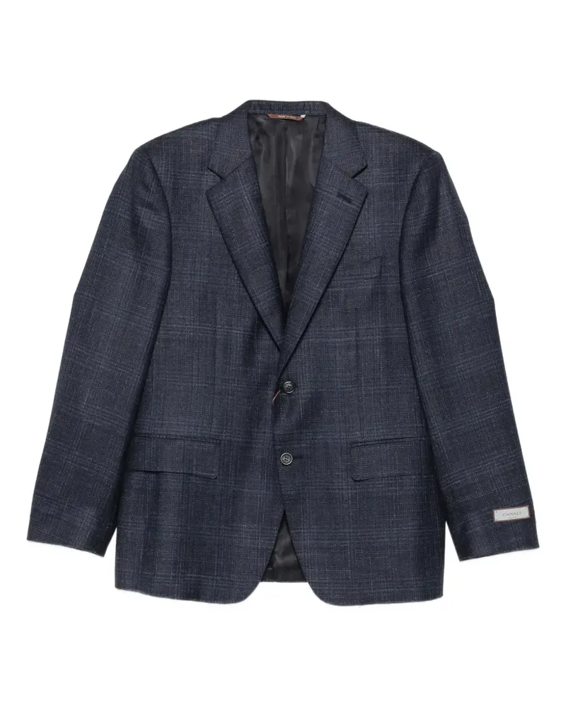 Canali check-pattern notched-lapel blazer - Blau Blau