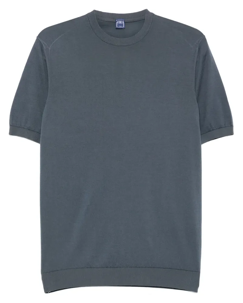 Fedeli Fein gestricktes T-Shirt - Blau Blau