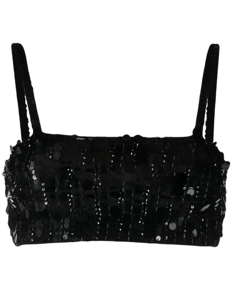 P.A.R.O.S.H. Cropped-Top mit Pailletten - Schwarz Schwarz