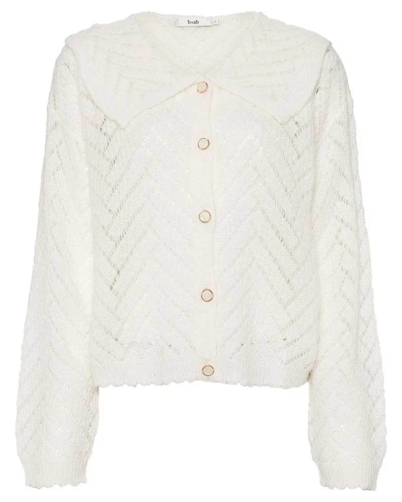 b+ab Geknöpfter Cardigan - Weiß Weiß
