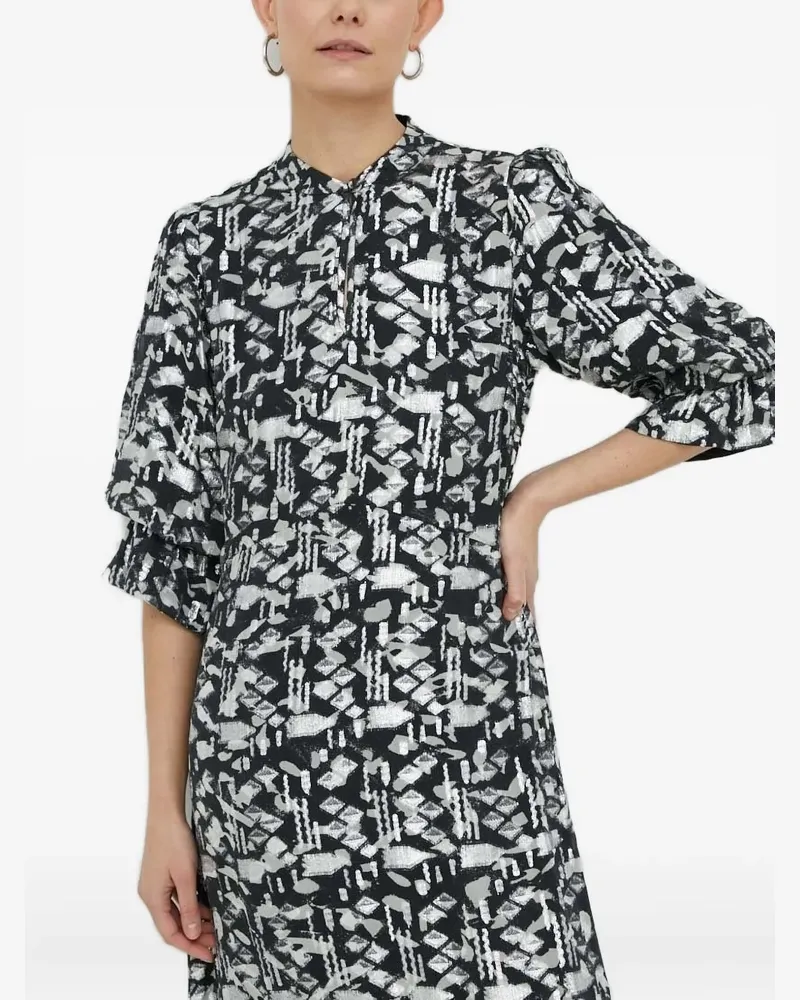 BRUUNS BAZAAR Kleid mit geometrischem Print - Schwarz Schwarz