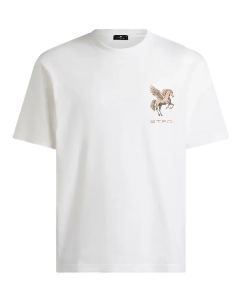 Etro cotton-jersey T-shirt with Pegaso-embroidery - Weiß Weiß