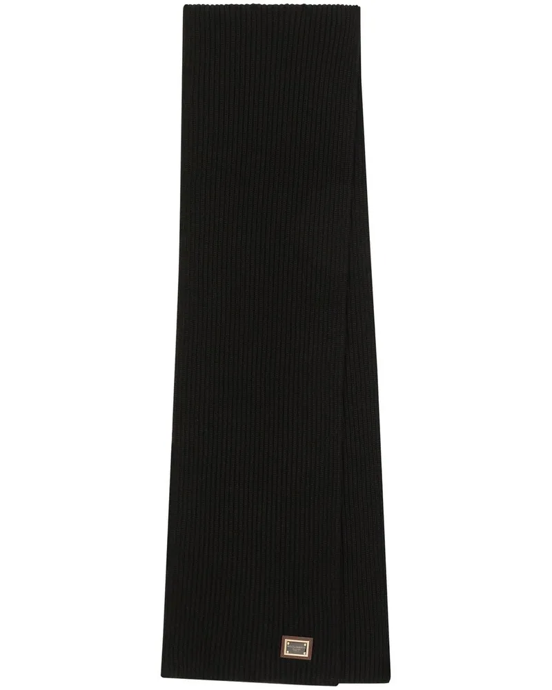 Dolce & Gabbana Kaschmirschal mit Logo-Schild - Schwarz Schwarz