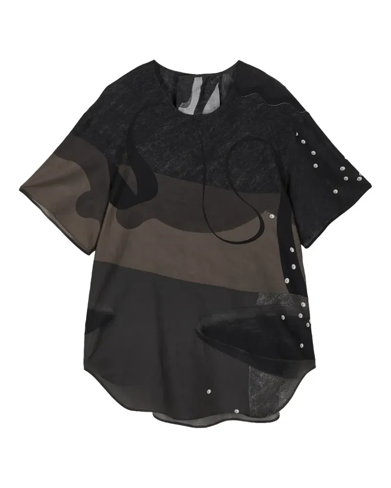 JNBY Oversized-Top mit abstraktem Vintage-Print - Grün Grün