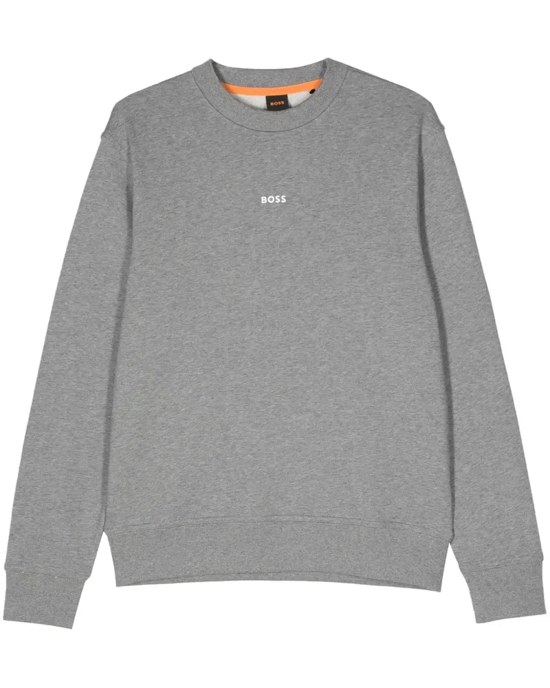 HUGO BOSS Sweatshirt mit gummiertem Logo - Grau Grau
