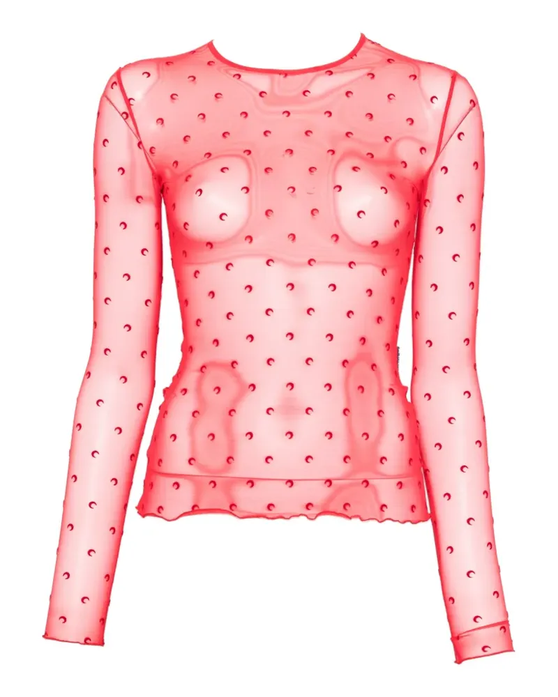 Marine Serre moon-print mesh T-shirt - Rot Rot