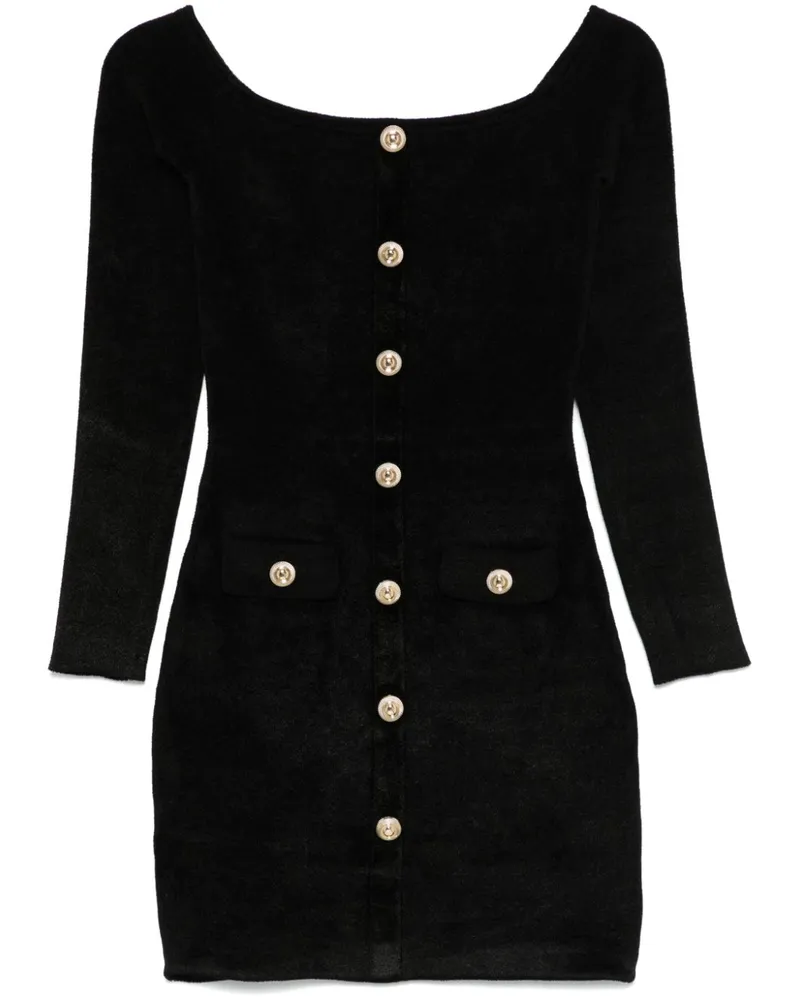 Self-Portrait Minikleid aus Chenille-Strick - Schwarz Schwarz