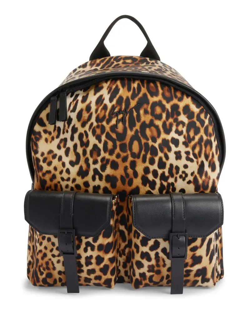 Giuseppe Zanotti Roiy Rucksack mit Leoparden-Print - Schwarz Schwarz