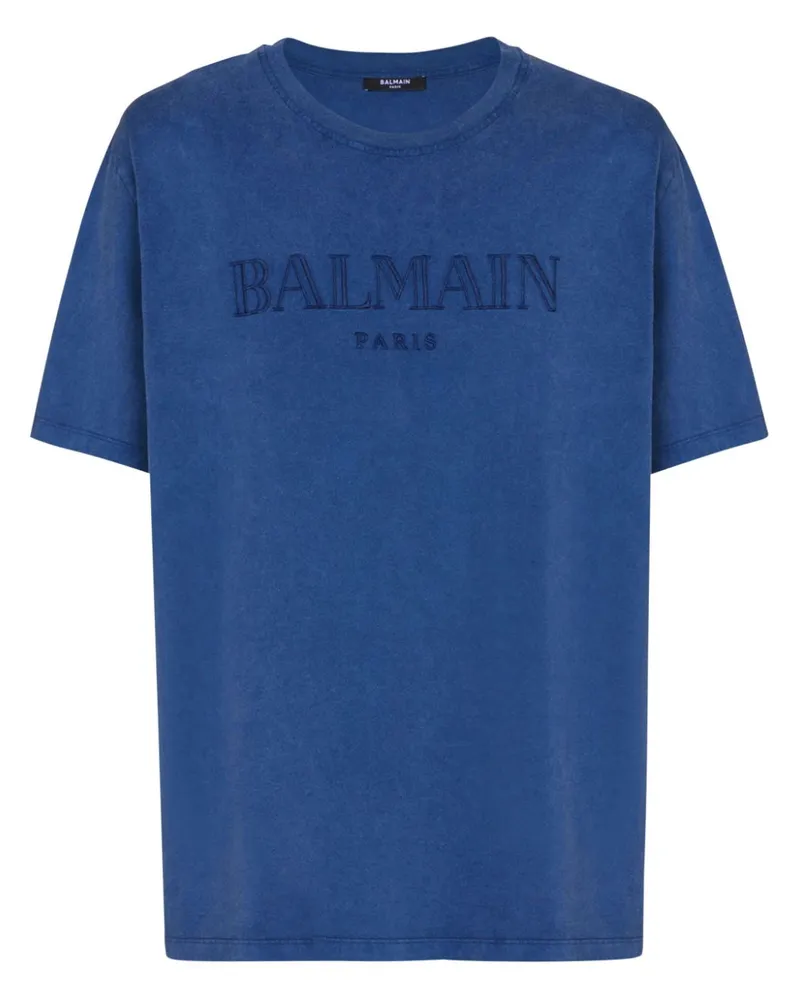 Balmain T-Shirt mit Vintage-Logo-Print - Blau Blau
